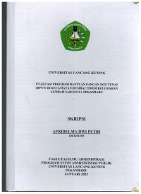 Evaluasi Progra Bantuan Pangan Non Tunai )BPNT) Di Kecamatan Rumbai Timur Kelurahan Lembah Sari Kota Pekanbaru
