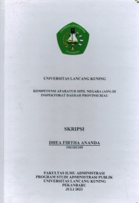 Kompetensi Aparatur Sipil Negara (ASN) Di Inspektorat Daerah Provinsi Riau