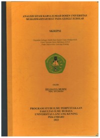 Analisis Sitasi Karya Ilmiah Dosen Universitas Muhammadiyah Riau Pada Google Scholar
