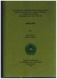 Analisis Usaha Agroindustri Keripik Nenas di Desa Kualu Nenas Kecamatan Tambang Kabupaten Kampar (Studi Kasus Keripik Nenas Natasyah)
