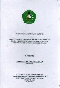 Peran Pemerintah Daerah Dalam Pengembangan Usaha Mikro Kecl dan Menengah (UMKM) Di Kecamatan Binawidya Kota Pekanbaru