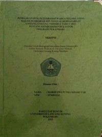 Penegakan hukum terhadap warga negara asing dalam pemberian izin tinggal berdasarkan uu no 6 tahun 2011 tentang keimigrasian di kantor imigrasi pekanbaru