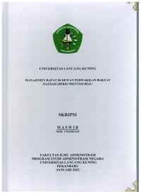 Manajemen rapat di dewan perwakilan rakyat daerah ( DPRD ) provinsi Riau