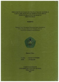 Implementasi pasal 23 Undang-Undang nomor 43 tahun 2009 tentang kearsipan pada dinas perpustakaan dan provinsi riau