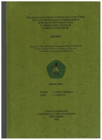 Pelaksanaan Undang-Undang No.2 Tahun 2004 Tentang Penyelesaian Perselisihan Hubungan Industrial Pada CV. Prima Wira Agung Di Kabupaten Kampar