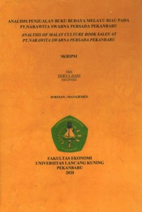 Analisis Penjualan Buku Budaya Melayu Riau Paa PT Narawita Swarna Persada Pekanbaru