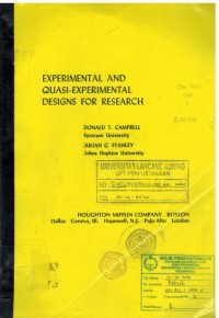 Experimental And Quasi-Experimental Designs For Research