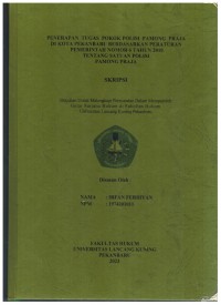 Penerqpqn Tugas Pokokl PolisiPamong Praja Di Kota Pekanbaru Berdasarkan Peraturan Pemerintah Nomor 6 Tahun 2010 Tentang Satuan Polisi Pamong Praja