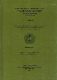 Perbandingan Hukum Kewarisan Adat Minangkabau Dengan Instruksi Presiden Nomor 1 Tahun 1991 Tentang Kompilasi Hukum Islam