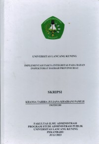 Implementasi Pakta Integritas Pada Badan Inspektorat Daerah Provinsi Riau