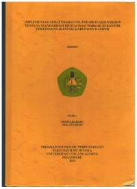 Implementasi Surat Edaran No.5/SE-100.TU02.01/VIII/2019 Tentang Standarisasi Digitalisasi Warkah Di Kantor Pertanahan (KANTAH) Kabupaten Kampar
