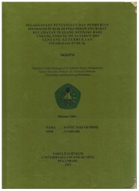 Image of Pelaksanaan Penyediaan Dan Pemberian Informasi Publik Di Desa Perawang Barat Kecamatan Tualang Ditinjau Dari Undang-Undang No.14 Tahun 2008 Tentang Keterbukaan Informasi Publik