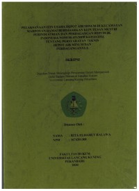 Pelaksanaan Izin Usaha Depot Air Minum di Kecamatan Marpoyan Damai Berdasarkan Keputusan Mentri Perindustrian  dan Perdagangan Republik Indonesia Nomor 651/MPP/KEP/10/2015 Tentang Persyaratan Teknis Depot AIR Minum dan Perdagangannya
