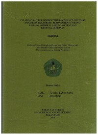 Pelaksanaan Perjanjian Pekerja Pada PT Cocomas Indonesia Pekanbaru Berdasarkan Undang Undang Nomor 13 Tahun 2003 Tenatang Ketenaga Kerjaan