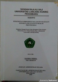 Efektifitas ombudsman dalam penyelesaian sengketa pelayanan publik di Prov. Riau