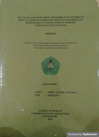 Pelaksanaan kewajiban menerbitkan informasi rencana kerja pemerintah desa Pangarambangan berdasarkan undang-undang nomor 6 tahun 2014 tentang desa
