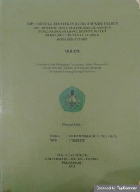 Implementasi peraturan daerah nomor 3 tahun 2007 tentang izin usaha pengelolaan dan pengusahaan sarang burung walet di kecamatan tenayan raya kota Pekanbaru