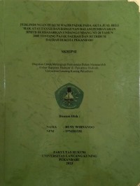 Perlindungan hukum wajib pajak pada akta jual beli hak atas tanah dan bangunan dalam pembayaran bphtb berdasarkan uu no 28 tahun 2009 tentang pajak daerah dan retribusi daerah di kota pekanbaru