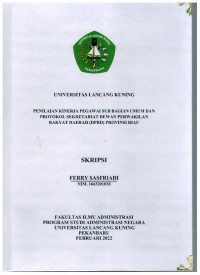 Image of Penilaian kinerja pegawai sub bagian umum dan protokol sekretariat dewan perwakilan rakyat daerah (dprd) provinsi Riau