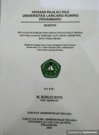 Pelayanan publik pada dinas penanaman modal dan pelayanan terpadu satu pintu (DPMPTSP) kota Pekanbaru