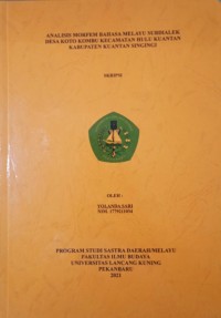 Analisis Morfem bahasa Melayu Subdialek desa koto kombu kecamatan Hulu Kuantan kabupaten Kuantan Singingi